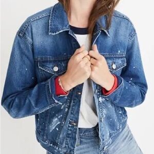 Madewell Boxy Crop Paint Splatter Denim Jacket women’s M
